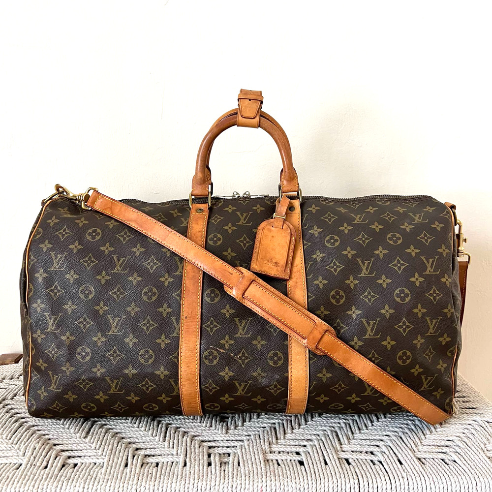 Louis Vuitton Keepall 55 Duffel Bag Monogram With Strap SD841